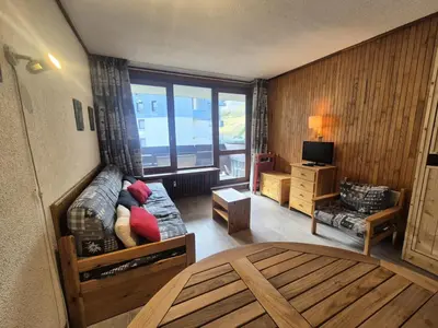 Coin salon dans l'établissement Résidence Pramecou - Studio lumineux · Proche des pistes · Balcon MAE-7271