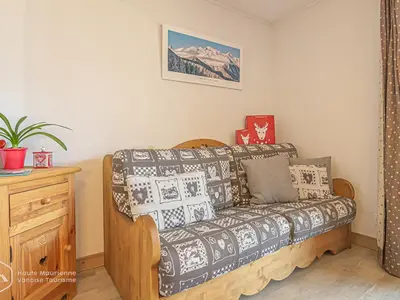 Un ou plusieurs lits dans un hébergement de l'établissement Appartement 2P à Aussois - 6 personnes, WIFI, animaux admis - FR-1-840-14