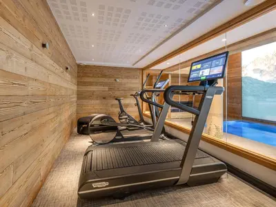 Salle ou équipements de sports de l'établissement Luxueux appartement avec jacuzzi privé et piscine - FR-1-694-438