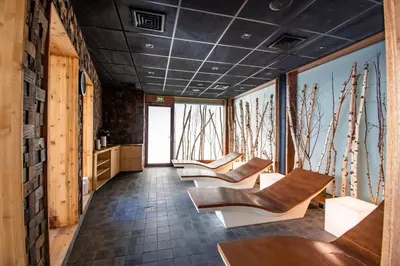 Coin salon dans l'établissement Hara-Kiri, superbe appartement avec terrasse vue montagne