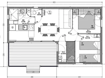 Plan de l'établissement Chalet lumineux avec vue, 6 pers, à Aussois - FR-1-840-54