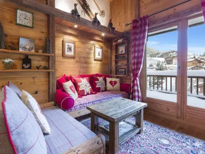 Coin salon dans l'établissement Duplex confortable 5 pers. ski aux pieds, balcon Val-d'Isère - FR-1-862-34
