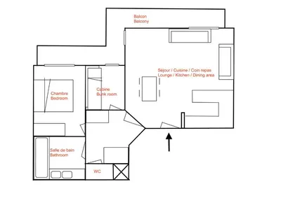 Plan de l'établissement Appartement Ski aux pieds avec Balcon et Parking à Val-d'Isère - FR-1-862-61