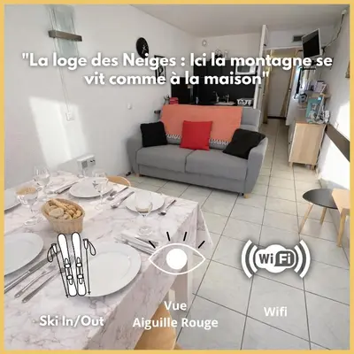 Coin salon dans l'établissement La Loge des Neiges - Ménage inclus - Lits faits - Ski IN-OUT - Arc 2000 - La conciergerie du Varet