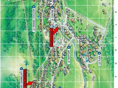 Plan de l'établissement Studio lumineux près des pistes, calme avec garage fermé - FR-1-464-35