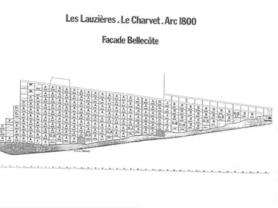 Plan de l'établissement Studio skis aux pieds pour 5 pers, animaux admis à Arc 1800 - FR-1-411-128