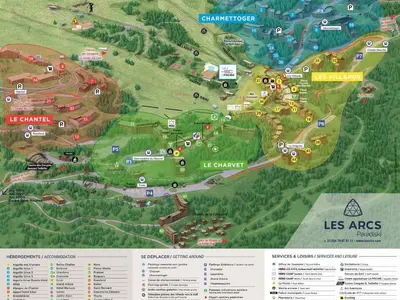 Plan de l'établissement Studio skis aux pieds, balcon, animaux admis, Arc 1800 - FR-1-411-374