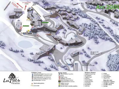 Plan de l'établissement Studio 5 pers. à Arc 2000, vue pistes, balcon - FR-1-411-350