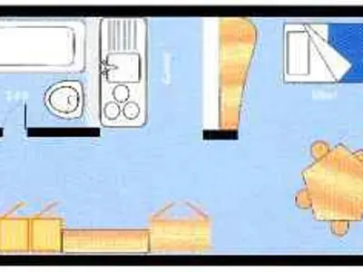 Plan de l'établissement Studio skis aux pieds pour 5 personnes, animaux admis, Arc 1800 - FR-1-411-416
