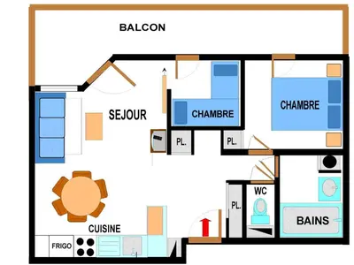Plan de l'établissement Appartement spacieux 6 pers. au pied des pistes avec balcon, Wi-Fi, parking - FR-1-508-6