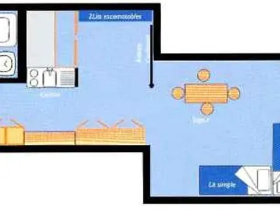Plan de l'établissement Studio 4 pers. skis aux pieds à Arc 1800 avec animaux admis - FR-1-411-653