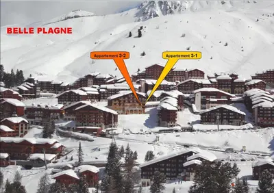 L'établissement Belle Plagne 1 Appart 6 pers du Dimanche au Dimanche Ski au pieds en hiver