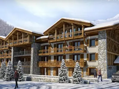 Plan de l'établissement Spacieux 4 pièces avec cheminée, balcon et parking à Val-d'Isère - FR-1-567-67