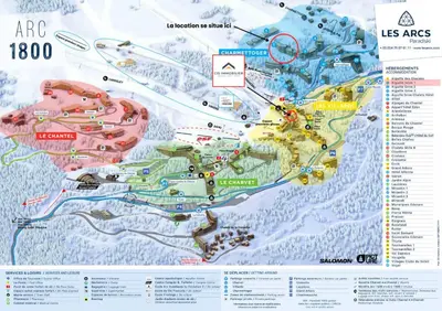Plan de l'établissement Résidence Aiguille Grive Bat I - Duplex pour 5 personnes à Arc 1800 dans le village de Charmettoger, skis aux pieds MAE-1749