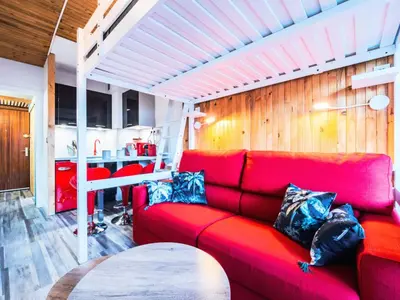 Coin salon dans l'établissement Résidence Bec Rouge - Studio lumineux·Skis aux pieds·Balcon MAE-6794
